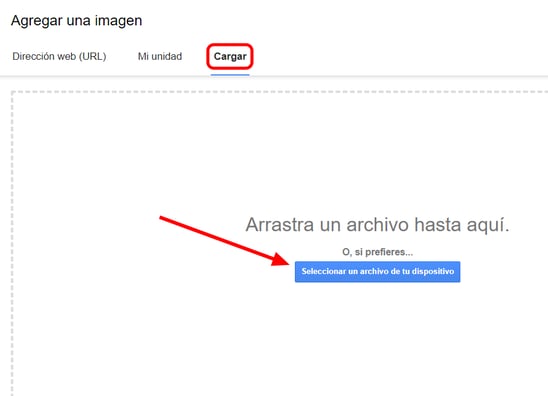 Cargar o arrastrar un archivo de imagen en Gmail