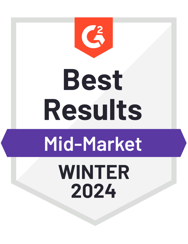 G2 Best Results Mid-Market Award, Spring 2023
