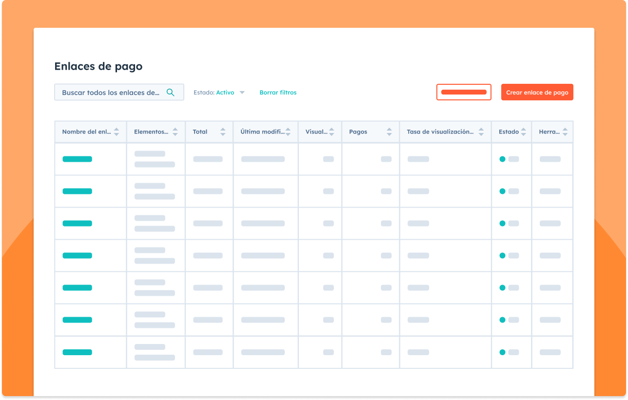 Imagen simplificada del producto que muestra el panel de Pagos en HubSpot