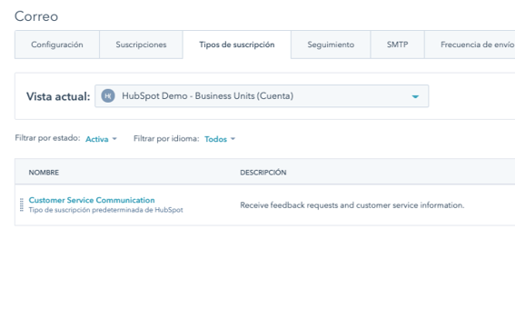 Configuración de envíos de correo electrónico en Hubspot